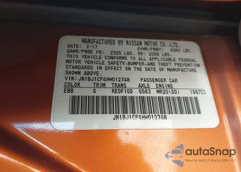 2017 Nissan Rogue Sport Sl from USA, damaged, VIN JN1BJ1CP4HW012748